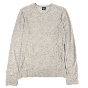 BOGNER 100% Virgin Wool Intarsia Cable Knit Crew Neck Sweater Mens Medium Taupe